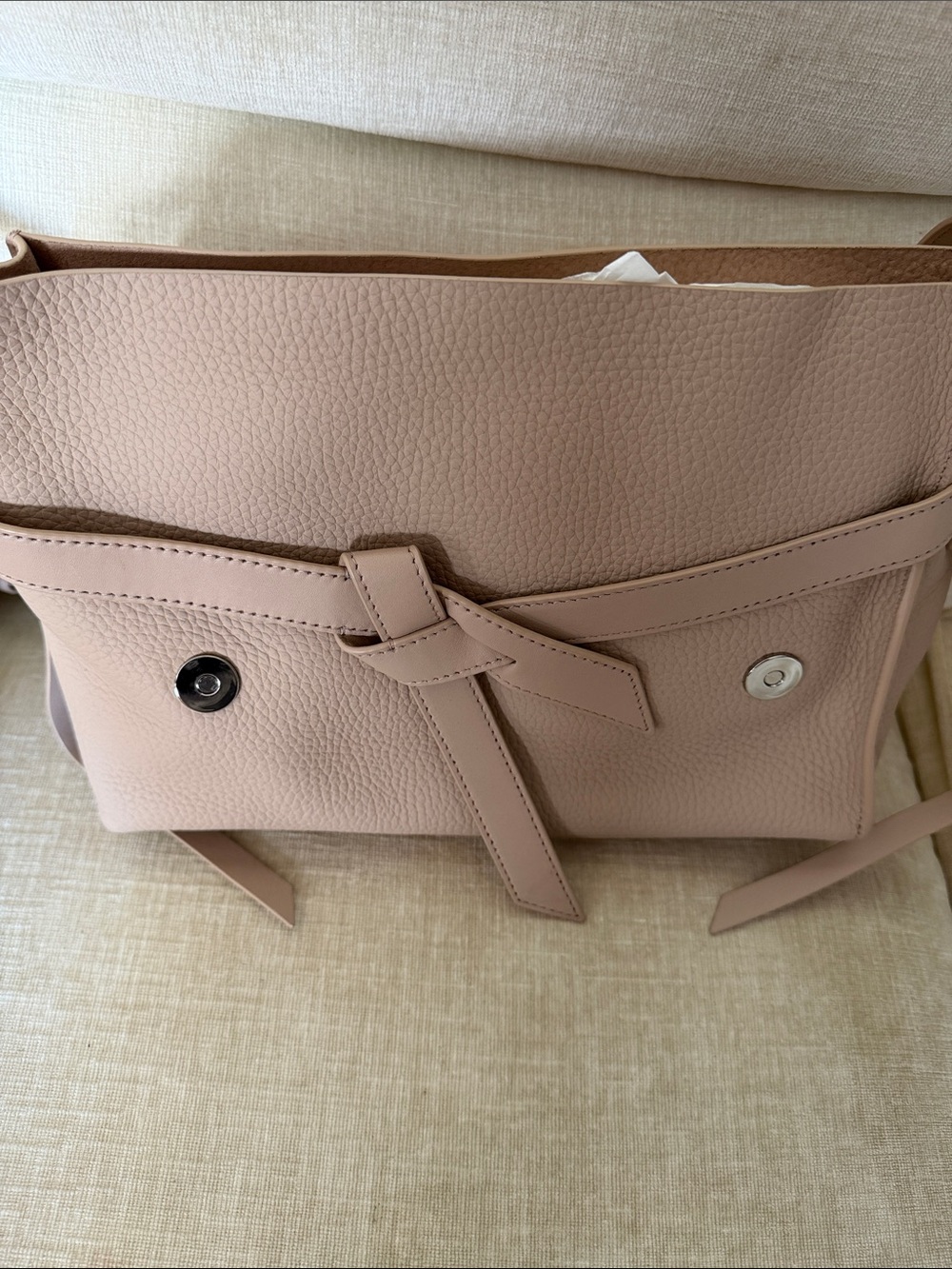 AllSaints Pebbled Leather Shoulder Bag in Light Tan/Taupe - Picture 5 of 7